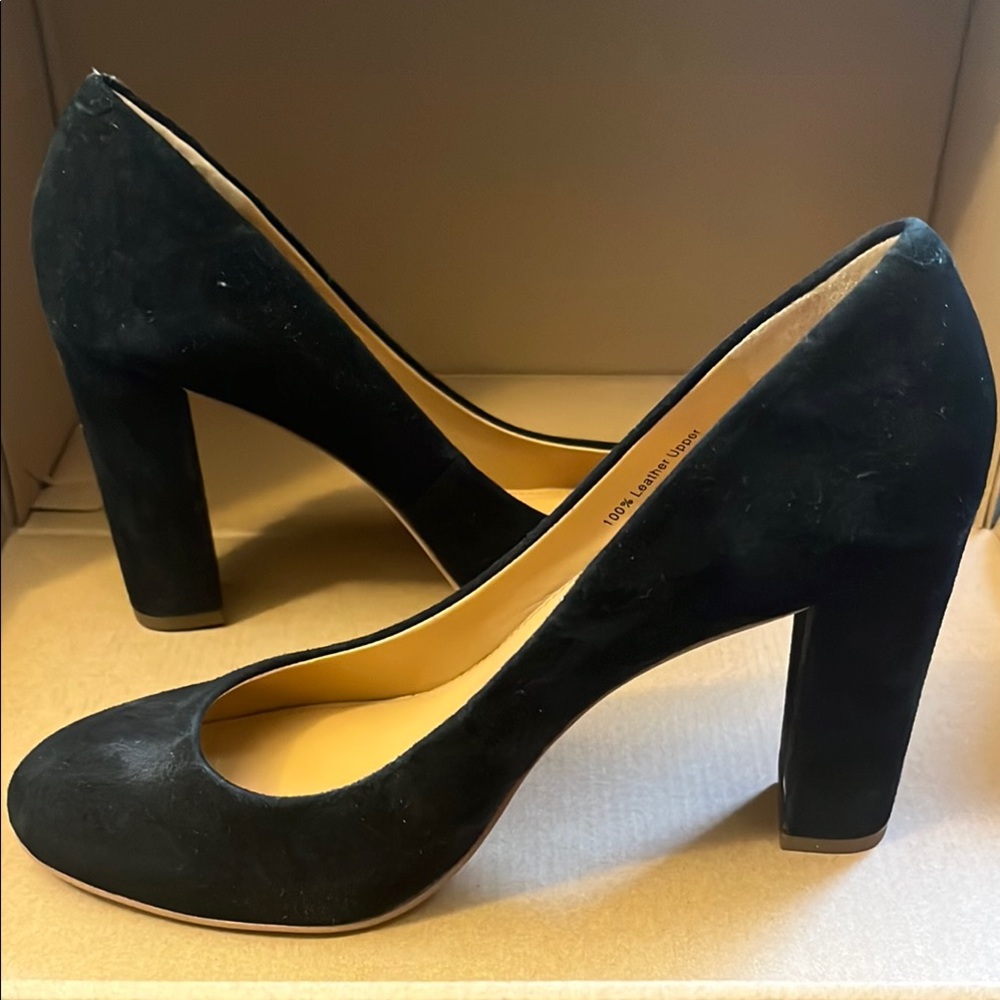 J. Crew Black Heels Classic Suede Block